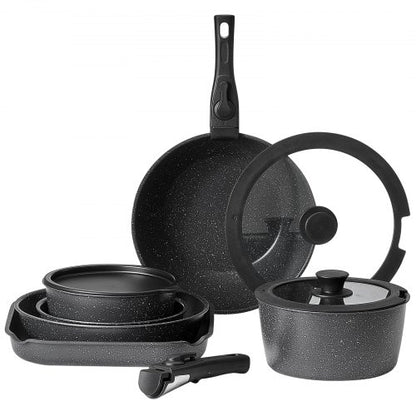 17-delade grytor och kastruller Granit Nonstick Köksredskap Svart |  EU