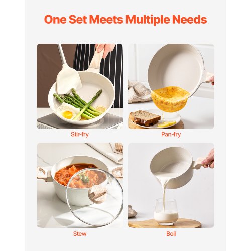 19-piece pots and pans Granite Nonstick Cookware Set White | EU