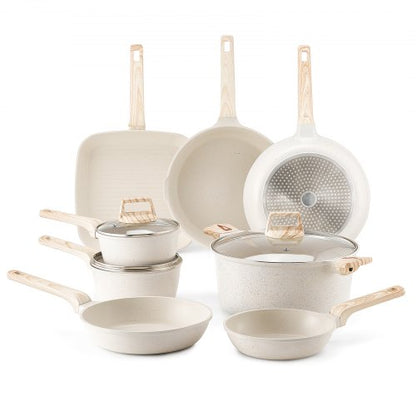 19-piece pots and pans Granite Nonstick Cookware Set White | EU