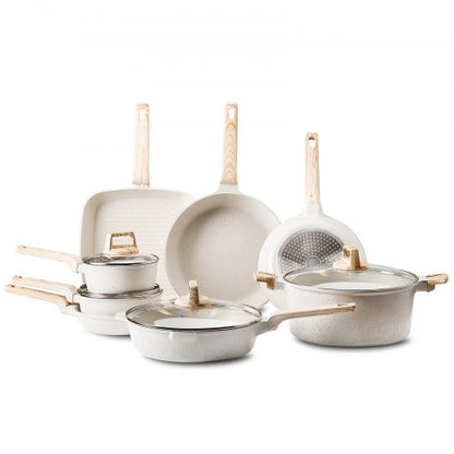 19-piece pots and pans Granite Nonstick Cookware Set White | EU
