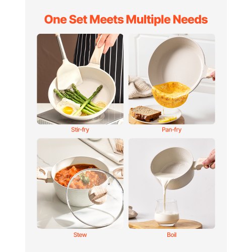 17-piece pots and pans Granite Nonstick Cookware Set White | EU