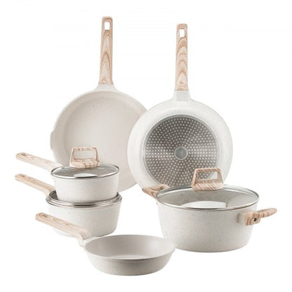 17-piece pots and pans Granite Nonstick Cookware Set White | EU