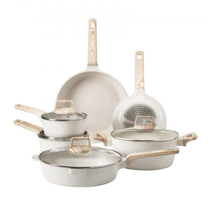 17-piece pots and pans Granite Nonstick Cookware Set White | EU