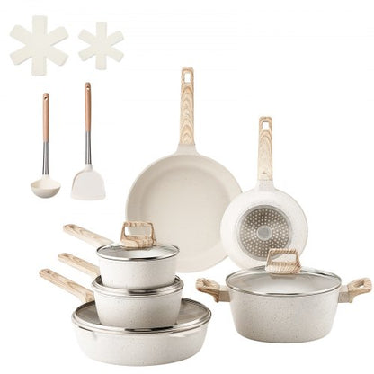 17-piece pots and pans Granite Nonstick Cookware Set White | EU