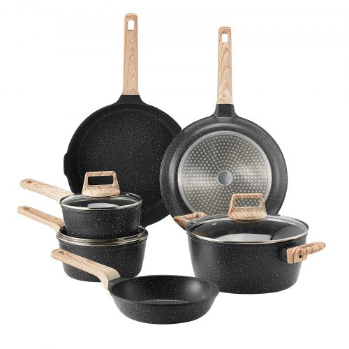 17-piece pots and pans Granite Nonstick Cookware Set Black | EU