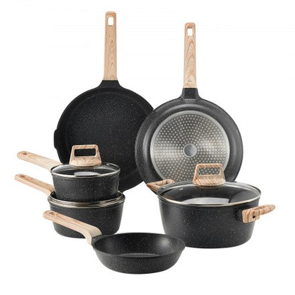 17-piece pots and pans Granite Nonstick Cookware Set Black | EU