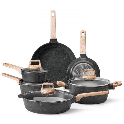 17-piece pots and pans Granite Nonstick Cookware Set Black | EU