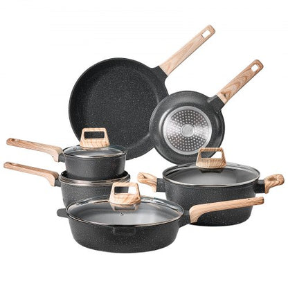 17-piece pots and pans Granite Nonstick Cookware Set Black | EU
