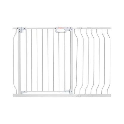 Baby Gate, 29.5"-48.4" Extra Wide, 30" High, Dog Gate for Stairs Doorways and Houses, Easy Step Walk Thru Auto Close Baby Gate Pet Security Gate with Pressure Mounting Kit and Wall Mounting Kit, White