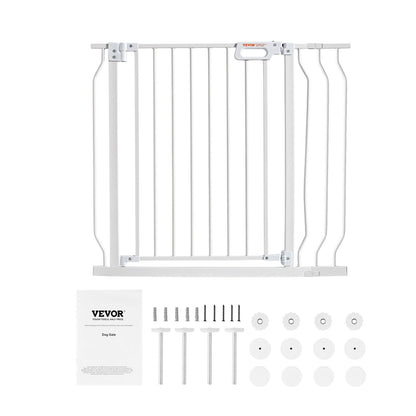 Baby Gate, 29.5"-39" Extra Wide, 30" High, Dog Gate for Stairs Doorways and Houses, Easy Step Walk Thru Auto Close Baby Gate Pet Security Gate with Pressure Mounting Kit and Wall Mounting Kit, White