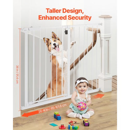 Baby gate 66-102 cm adjustable width 91 cm high dog gate white | EU