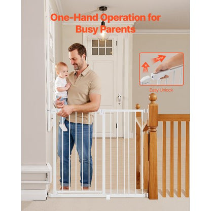 Baby gate 66-102 cm adjustable width 91 cm high dog gate white | EU
