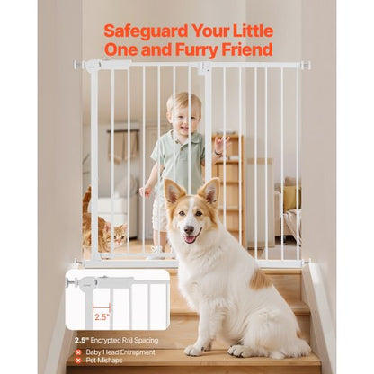 Baby gate 66-102 cm adjustable width 91 cm high dog gate white | EU