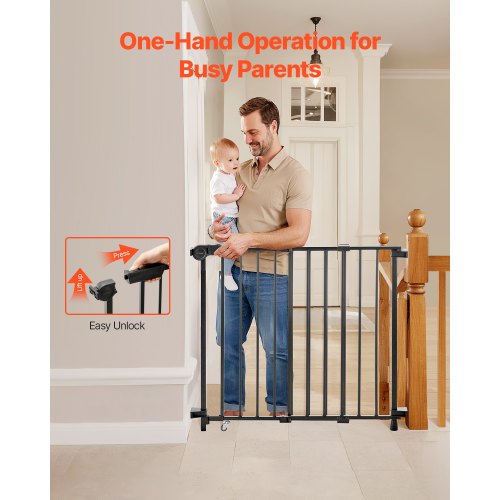 Baby gate 69-102 cm adjustable width 68 cm high dog gate black | EU