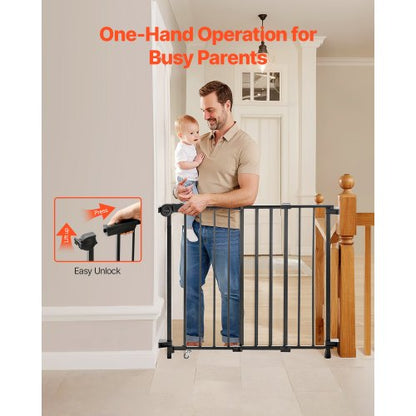 Baby gate 69-102 cm adjustable width 68 cm high dog gate black | EU