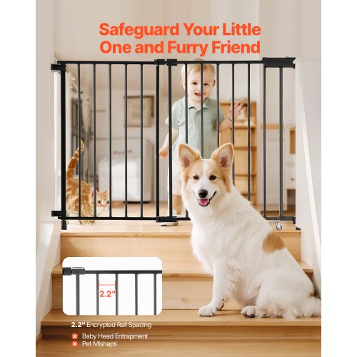 Baby gate 69-102 cm adjustable width 68 cm high dog gate black | EU
