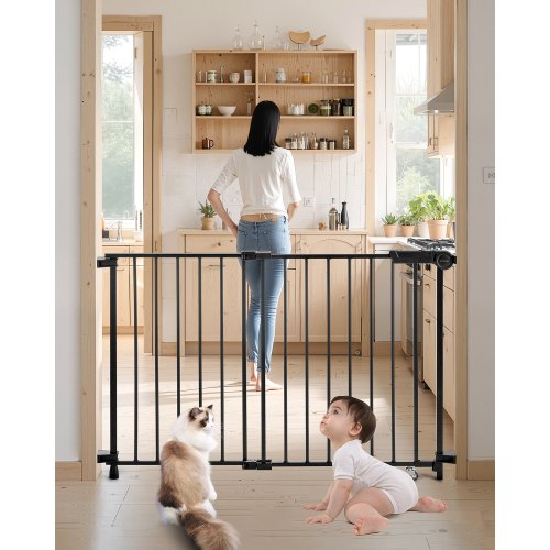Babygitter 69-102 cm verstellbare Breite 68 cm hoch Hundegitter schwarz | EU