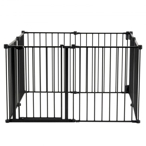 Babygrind 192 tum extra bred 28 tum hög 8-panels vikbar hundgrind svart |  EU