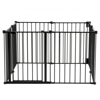 Babygrind 192 tum extra bred 28 tum hög 8-panels vikbar hundgrind svart |  EU