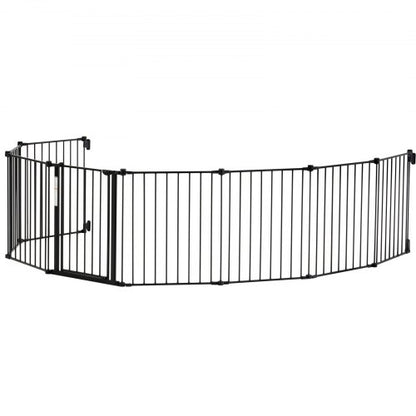 Babygrind 192 tum extra bred 28 tum hög 8-panels vikbar hundgrind svart |  EU