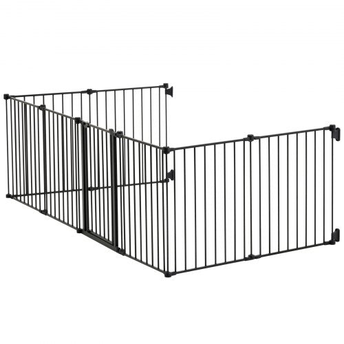 Babygrind 192 tum extra bred 28 tum hög 8-panels vikbar hundgrind svart |  EU