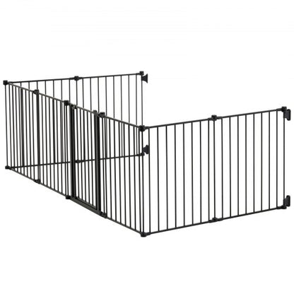 Babygrind 192 tum extra bred 28 tum hög 8-panels vikbar hundgrind svart |  EU