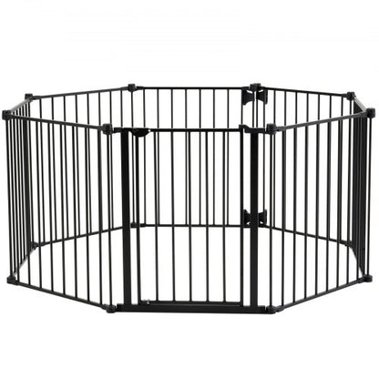 Babygrind 192 tum extra bred 28 tum hög 8-panels vikbar hundgrind svart |  EU