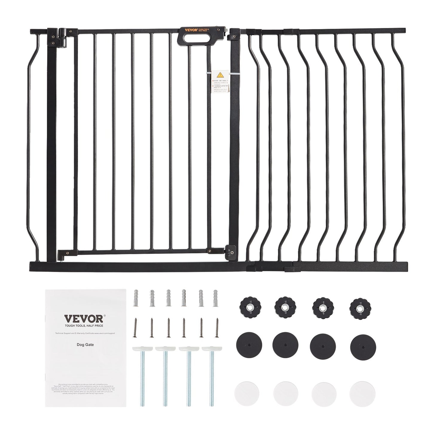 Baby Gate, 29,5"-48,4" extra bred, 30" hög, hundgrind för trappor dörröppningar och hus, Easy Step Walk Thru Auto Close Barnport Pet Security Gate med tryckmonteringssats och väggmonteringssats, svart