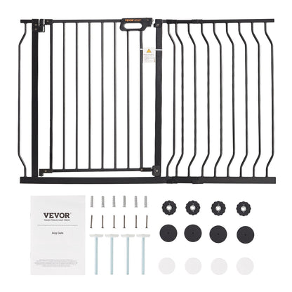 Baby Gate, 29,5"-48,4" extra bred, 30" hög, hundgrind för trappor dörröppningar och hus, Easy Step Walk Thru Auto Close Barnport Pet Security Gate med tryckmonteringssats och väggmonteringssats, svart
