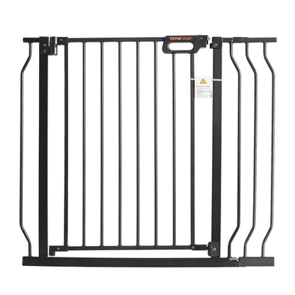 Baby Gate, 29.5"-39" Extra Wide, 30" High, Dog Gate for Stairs Doorways and Houses, Easy Step Walk Thru Auto Close Baby Gate Pet Security Gate with Pressure Mounting Kit and Wall Mounting Kit, Black