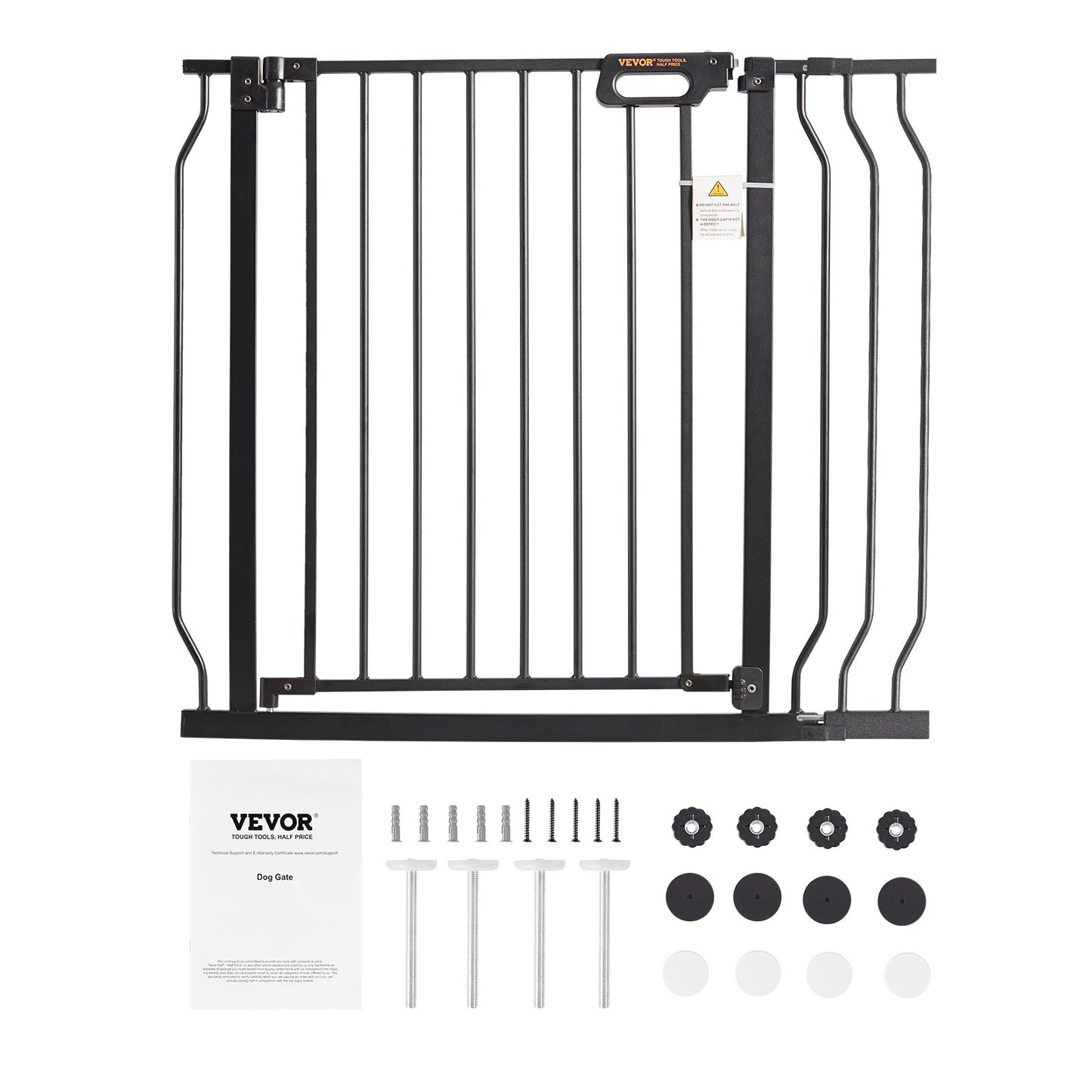 Baby Gate, 29.5"-39" Extra Wide, 30" High, Dog Gate for Stairs Doorways and Houses, Easy Step Walk Thru Auto Close Baby Gate Pet Security Gate with Pressure Mounting Kit and Wall Mounting Kit, Black