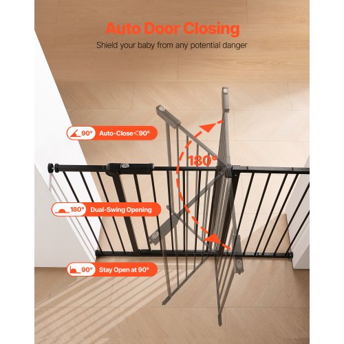 Babygrind 66-122 cm justerbar bredd 91 cm hög hundgrind svart |  EU