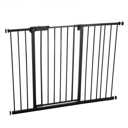 Babygrind 66-122 cm justerbar bredd 91 cm hög hundgrind svart |  EU