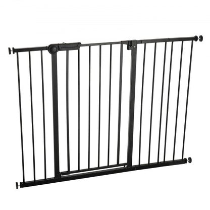 Babygrind 66-122 cm justerbar bredd 91 cm hög hundgrind svart |  EU