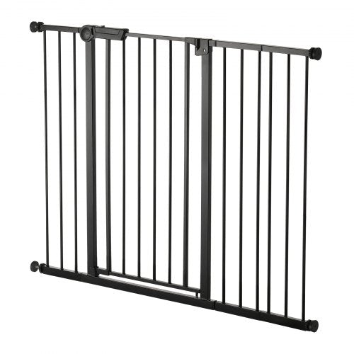 Babygrind 66-122 cm justerbar bredd 91 cm hög hundgrind svart |  EU