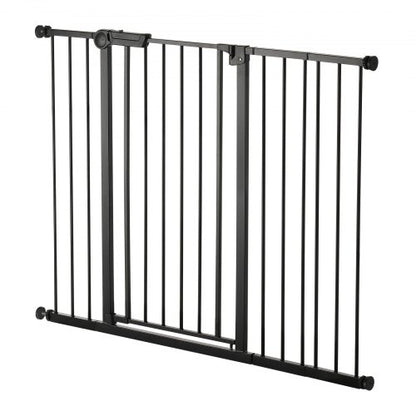 Babygrind 66-122 cm justerbar bredd 91 cm hög hundgrind svart |  EU