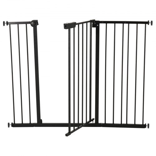 Babygrind 66-122 cm justerbar bredd 91 cm hög hundgrind svart |  EU