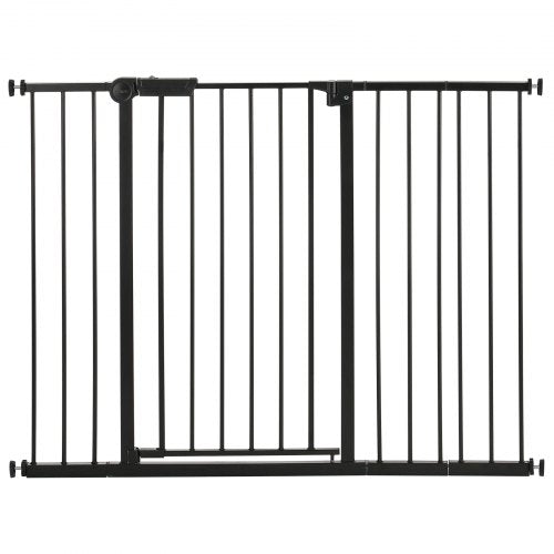 Babygrind 66-122 cm justerbar bredd 91 cm hög hundgrind svart |  EU