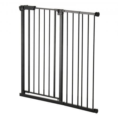Babygrind 66-102 cm justerbar bredd 91 cm hög hundgrind svart |  EU