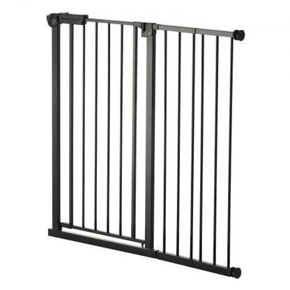 Babygrind 66-102 cm justerbar bredd 91 cm hög hundgrind svart |  EU
