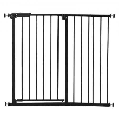 Babygrind 66-102 cm justerbar bredd 91 cm hög hundgrind svart |  EU