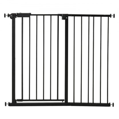 Babygrind 66-102 cm justerbar bredd 91 cm hög hundgrind svart |  EU