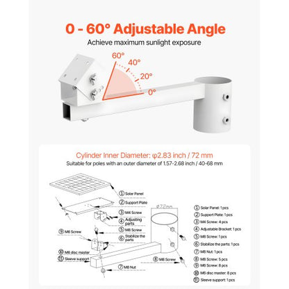 20W 12V solpanelsbatteriladdare, solcellsbatteriunderhållsladdare med inbyggd styrenhet och stolpfäste, IP65 vattentät för grind, staket, gård, gräsmatta (passar 40mm-68mm stolpar) |  EU