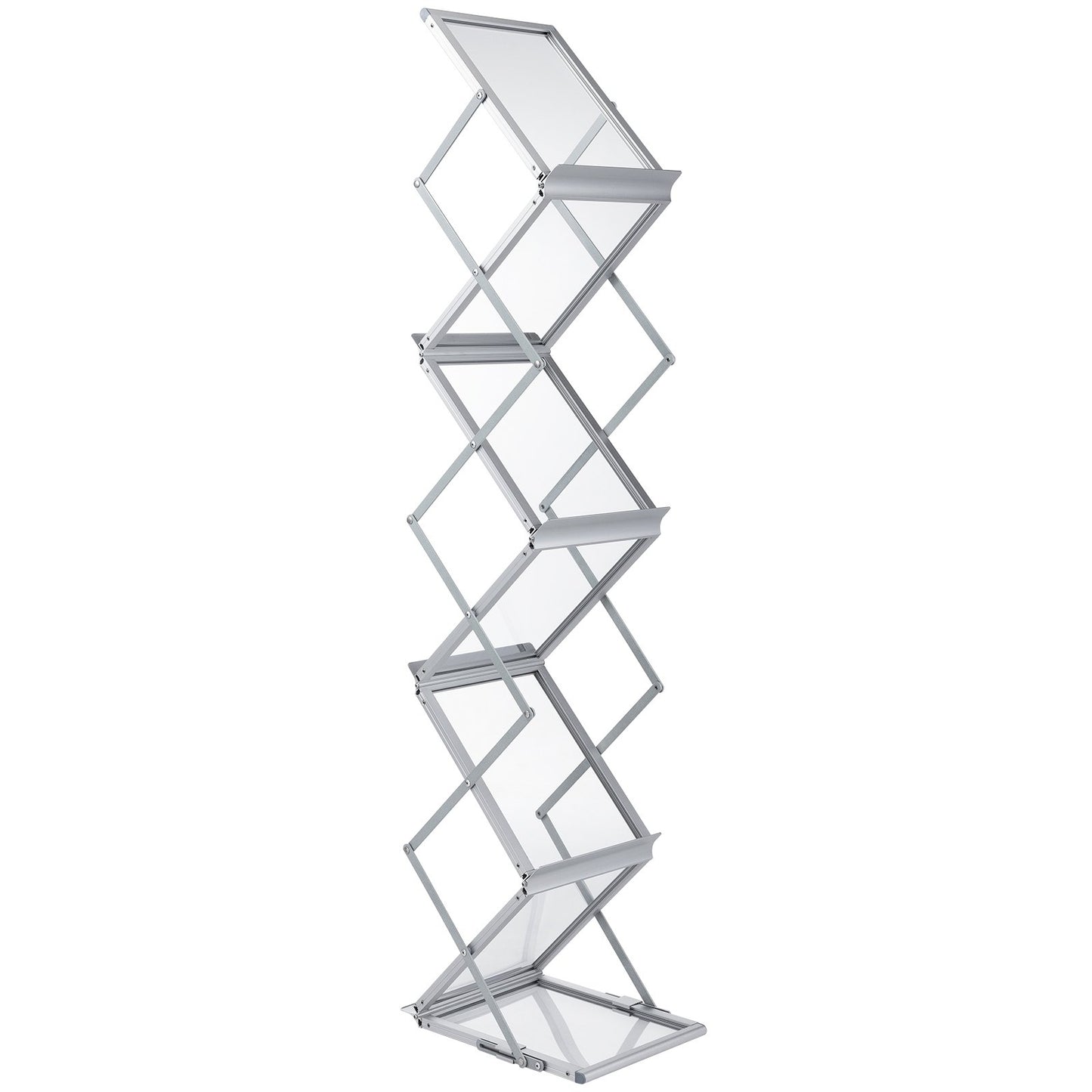 Litteraturställ, 6 fickor, pop up-tidningsställ i aluminium, lätt kataloghållare med bärväska för vardagsrum, hotell, mässa, utställning, kontor