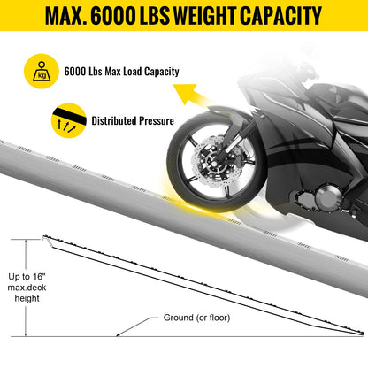 60\'\' X 12\'\' Aluminum Trailer Ramps 6000LBS Total Beavertail Hook End 1 Pair 2 Ramps