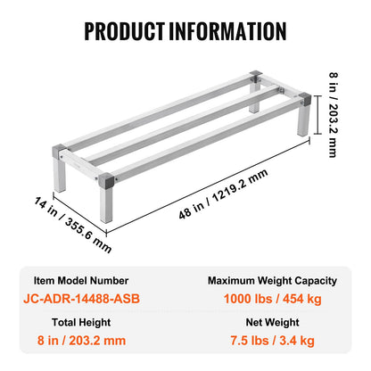 Stödställ i aluminium Stationär Stötställ 48" x 14" x 8" Förvaringsställ