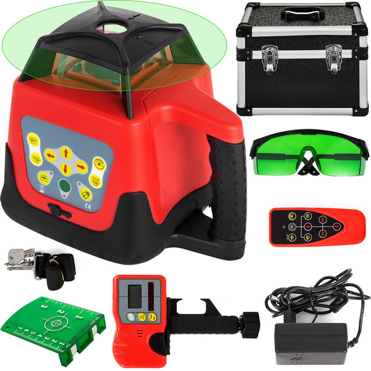 Green Laser Level Roterande självnivellerande mätning Automatisk roterande grön stråle med mottagare fjärrkontroll bärväska