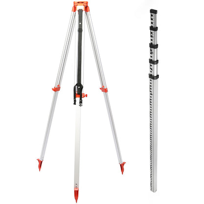 Green Rotary Laser Level Kit med justerbart stativ och 5M stav, 500M räckvidd, 360 graders roterande skanning, självnivellerande lasernivåsystemsats, för byggprojektion