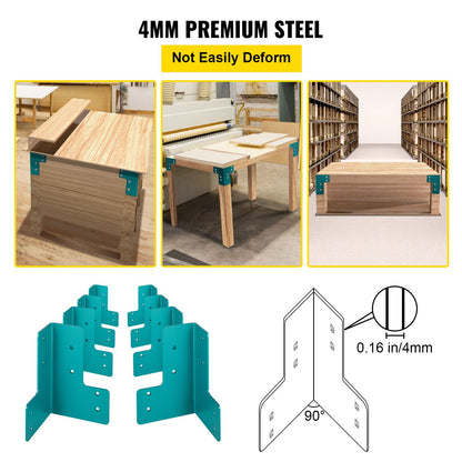 8pcs Workbench Corner Bracket Set 4MM Sturdy Steel Bracket with Hardware Kit