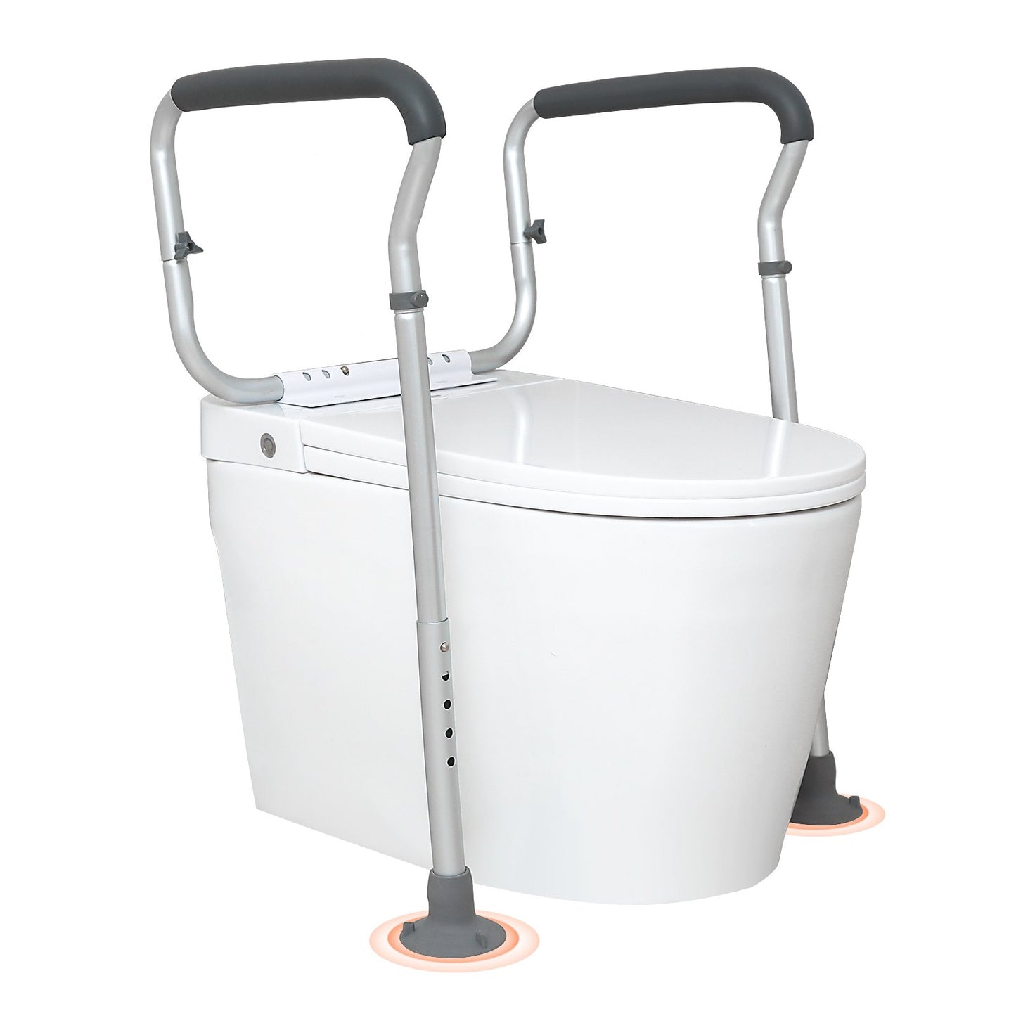 Haltegriff für die Toilette, Gestell für Toilettensitz, verstellbare Breite und Höhe, passend für die meisten Toiletten, trägt 300 kg, Toilettenhaltegriff mit gepolsterten Armlehnen für Behinderte, Senioren